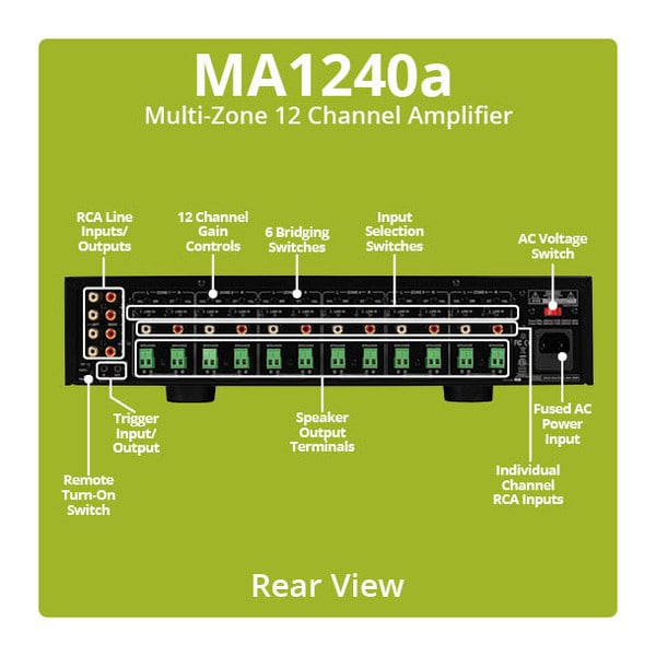 Main product image for Dayton Audio MA1240a Multi-Zone 12 Channel Amplifier 300-815